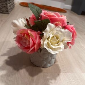 Pretty faux flower bundle in white pot